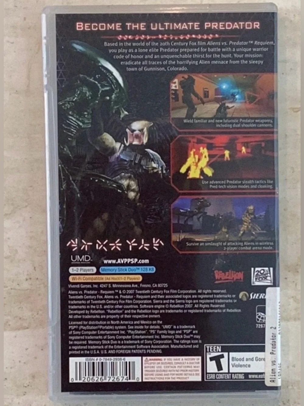 Aliens Vs Predator Requiem PSP Game Sony PlayStation UMD CIB Tested